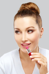 Naklejka premium Color lips,testing different lipsticks 