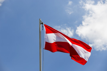 National flag of Austria on a flagpole