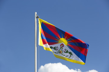 National flag of Tibet on a flagpole