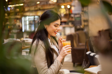 relaxing in cafe