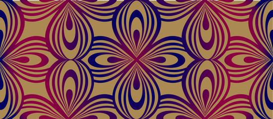 Print бесшовный линейный орнамент с сине-красный градиентом