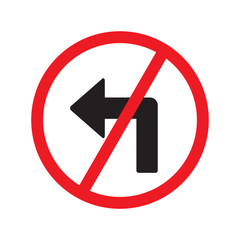 no turn left isolated vector