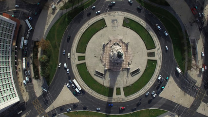 Top View of Marques de Pombal Square, Lisbon, Portugal