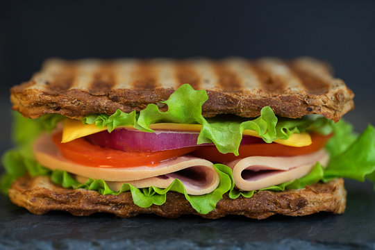 Sandwich bread tomato, lettuce and yellow cheese