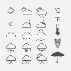 Weather icons set. Vector illustration.