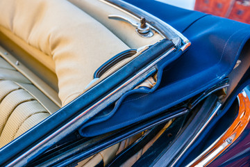 Convertible top of an old luxury automobile - obrazy, fototapety, plakaty