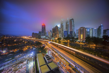 Fototapeta na wymiar Sunrise blue hour at Kuala Lumpur city skyline