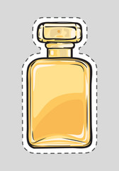 Yellow Perfume Flacon. Female Odour. Cut it out