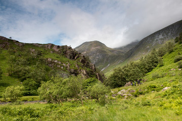Walking through Glen Nevis in Scotland