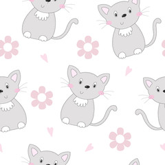 Cute cats colorful seamless pattern background