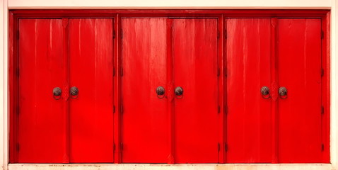 Three red doors