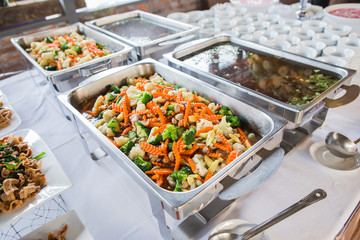 Many kind of Thai food in party