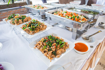 Many kind of Thai food in party