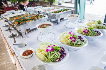Many kind of Thai food in party