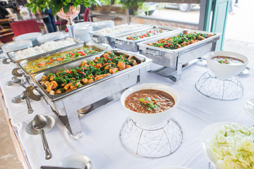 Many kind of Thai food in party