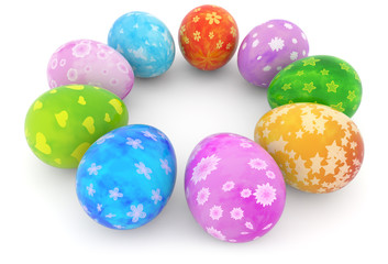 group of  decorated easter eggs in circle