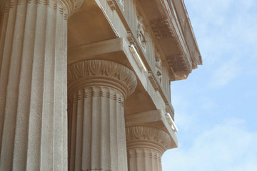 Closeup of building with columns in neoclassical style