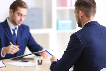 Job applicant having interview in office