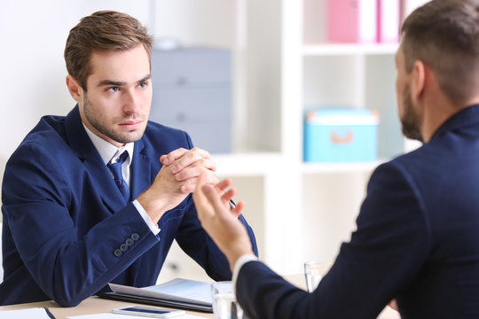 Job applicant having interview in office
