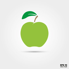Green apple with leaf vector icon