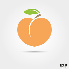 Peach with leaf vector icon