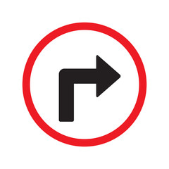 turn right sign isolated vector - obrazy, fototapety, plakaty