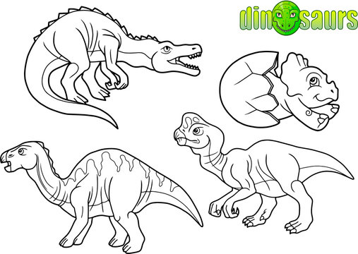 set of linear images dinosaurs