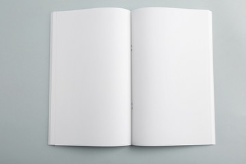 Blank brochure on grey background