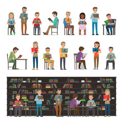 Reading People Set Isolated. Study in Atheneum © robu_s