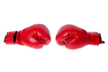 red boxing gloves on a white background
