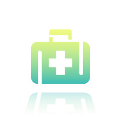 First aid kit icon over white, vector illustration