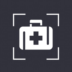 Obraz premium First aid kit icon, medicine chest vector sign