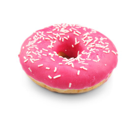 Tasty glazed donut, isolated on white