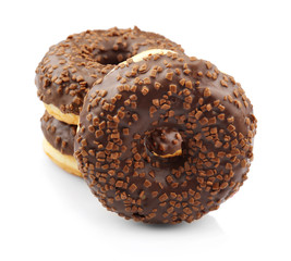Tasty glazed donuts, isolated on white