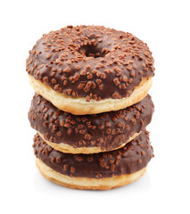 Tasty glazed donuts, isolated on white