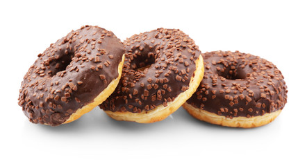 Tasty glazed donuts, isolated on white
