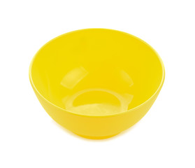 Empty yellow bowl isolated on white background