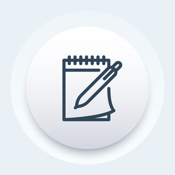 Notebook And Pen Vector Icon In Line Style