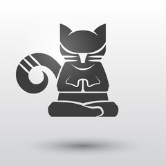 Cat sitting In a Lotus pose. Vector illustration. Yoga cat, symbol or illustration for yoga studio or for meditation projects.