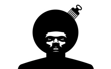 Afro Logo. Vector black man silhouette with hair.