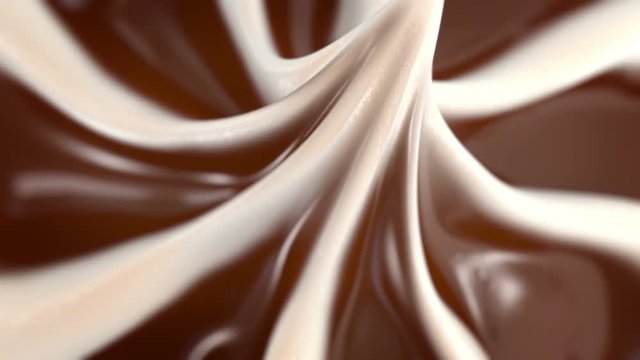 Ice Cream background. beautiful realistic 3d animation. seamless loop, 4K (chocolate version)
