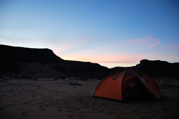 Camping in the desert, Libya