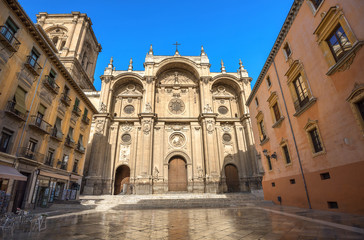 Granada Cathedral. Plaza Pasiegas, Granada, Andalusia, Spain - obrazy, fototapety, plakaty