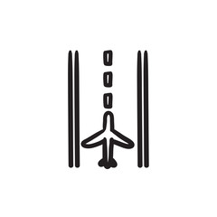 Airport runway sketch icon.