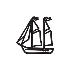 Sailboat sketch icon.