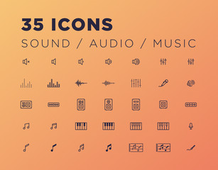 35 Sound, Audio, Music Icons