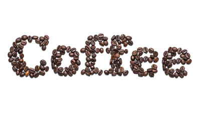 Coffee inscription. Word on white background, isolated