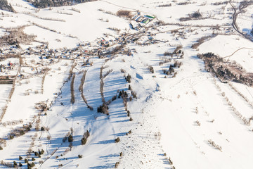 aerial  view of the  winter mountains