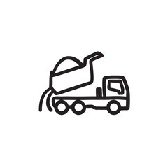 Dump truck sketch icon.