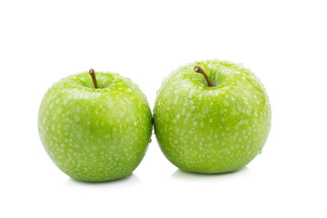 Fresh green apples isolated on white background.